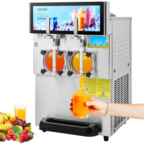 Commercial Slushy Machine, 8L / 2.1 Gal Double Bowl Margarita Machine, 1155W Stainless Steel Margarita Smoothie Frozen Drink Maker, Slushie Machine for Party Cafes Restaurants Bars Home