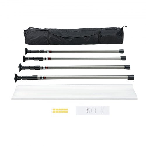 Dust Barrier Poles, 12 Ft Dust Barrier System with 4 Telescoping Poles, 32.8x13.12 Ft Plastic Film, and Carry Bag, for Interior Decoration and Painting Projects