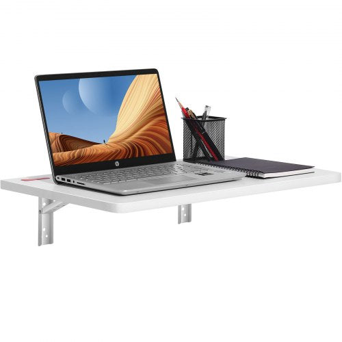 VEVOR Wall Mounted Folding Table, Wall Mount Drop Leaf Tables, Wooden Floating Desk for Dining, Laundry Room, Office, 23.6 x 15.6 Fold Down Desk with Carbon Steel Bracket
