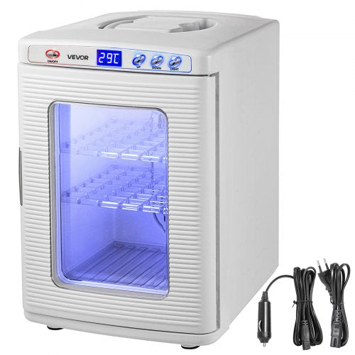 Reptile Incubator, 25L Scientific Lab Incubator, Cooling and Heating 5 ¡ãC to 42 ¡ãC Automatic Incubator, 12V/110V White Reptile Egg Breeding Hatchery Work for Thermostats Snakes and Turtles