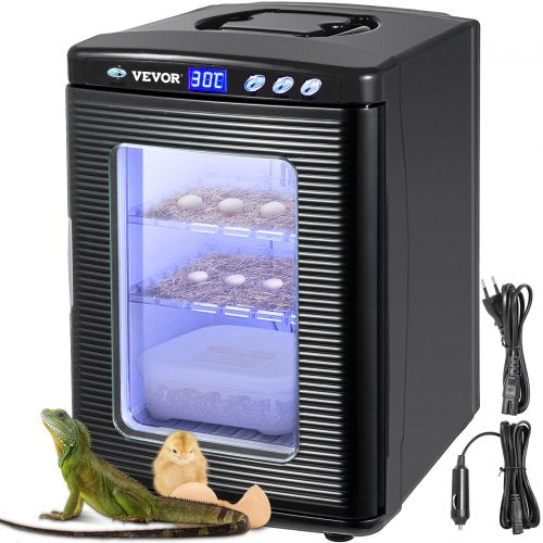 VEVOR Black Reptile Incubator 25L Scientific Lab Incubator Digital Incubator Cooling and Heating 5-60¡ãC Reptile Egg Incubator 12V/110V Work for Small Reptiles
