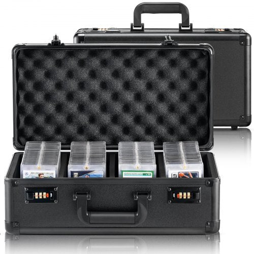 Graded Card Storage Box, 4 Slots, Graded Sports Cards Holder Carrying Case with Coded Lock Foam Dividers, for 108 PSA Graded Cards 76 BGS Cards 84 SGC Cards 388 Top Loaders or 999+ Loose Cards