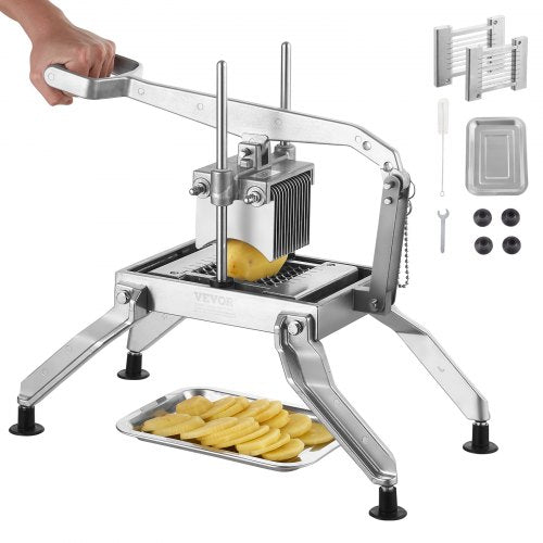 Commercial Vegetable Slicer, 3/8' and 3/16' Tomato Slicer, Stainless Steel and Aluminum Alloy Vegetable Cutter Slicer, Manual Tomato Slicer with Non-slip Feet, for Tomatoes, Potatoes, Onions