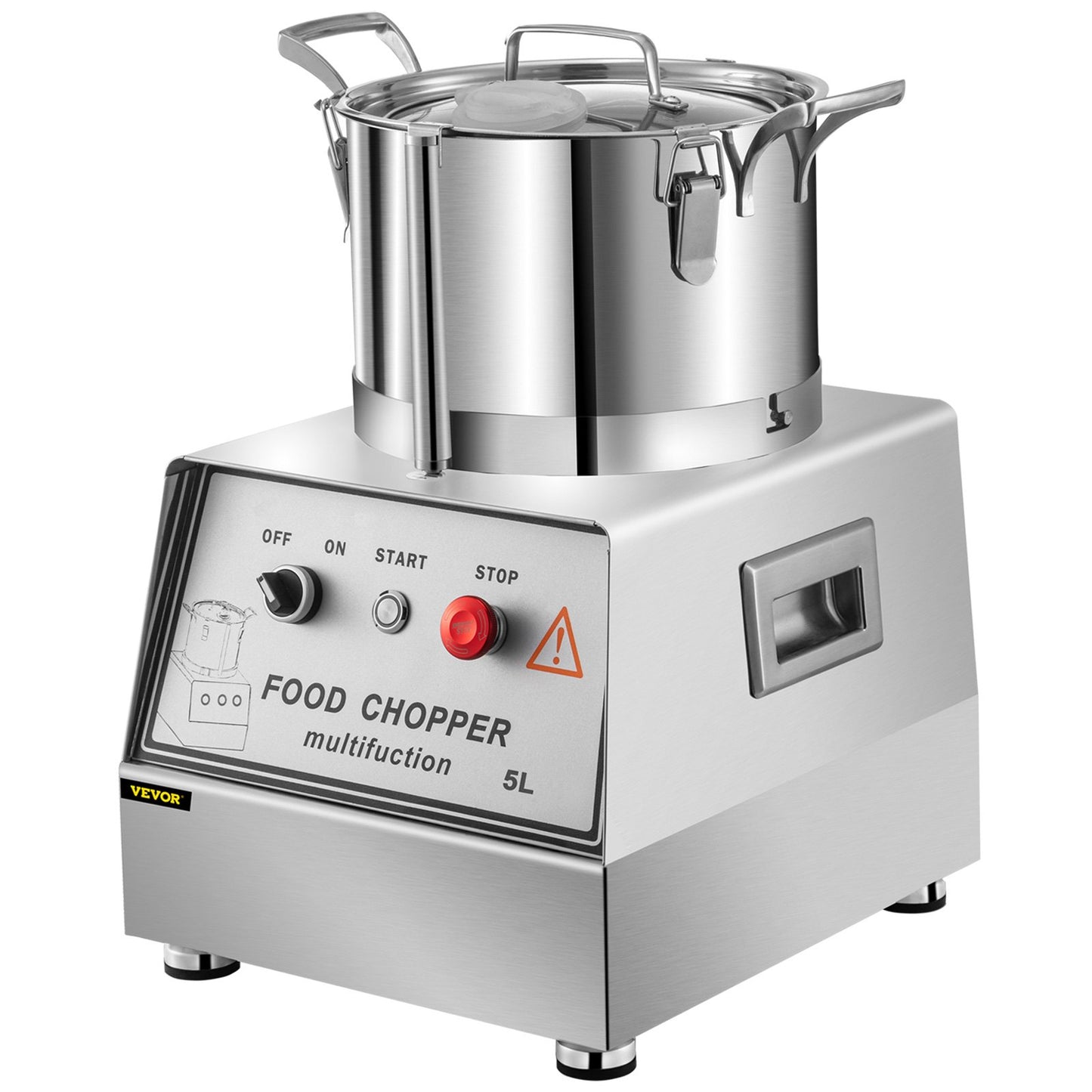 VEVOR 110V Commercial Food Processor 5L Capacity 550W Electric Food Cutter 1400RPM Stainless Steel Food Processor Perfect for Vegetables Fruits Grains Peanut Ginger Garlic