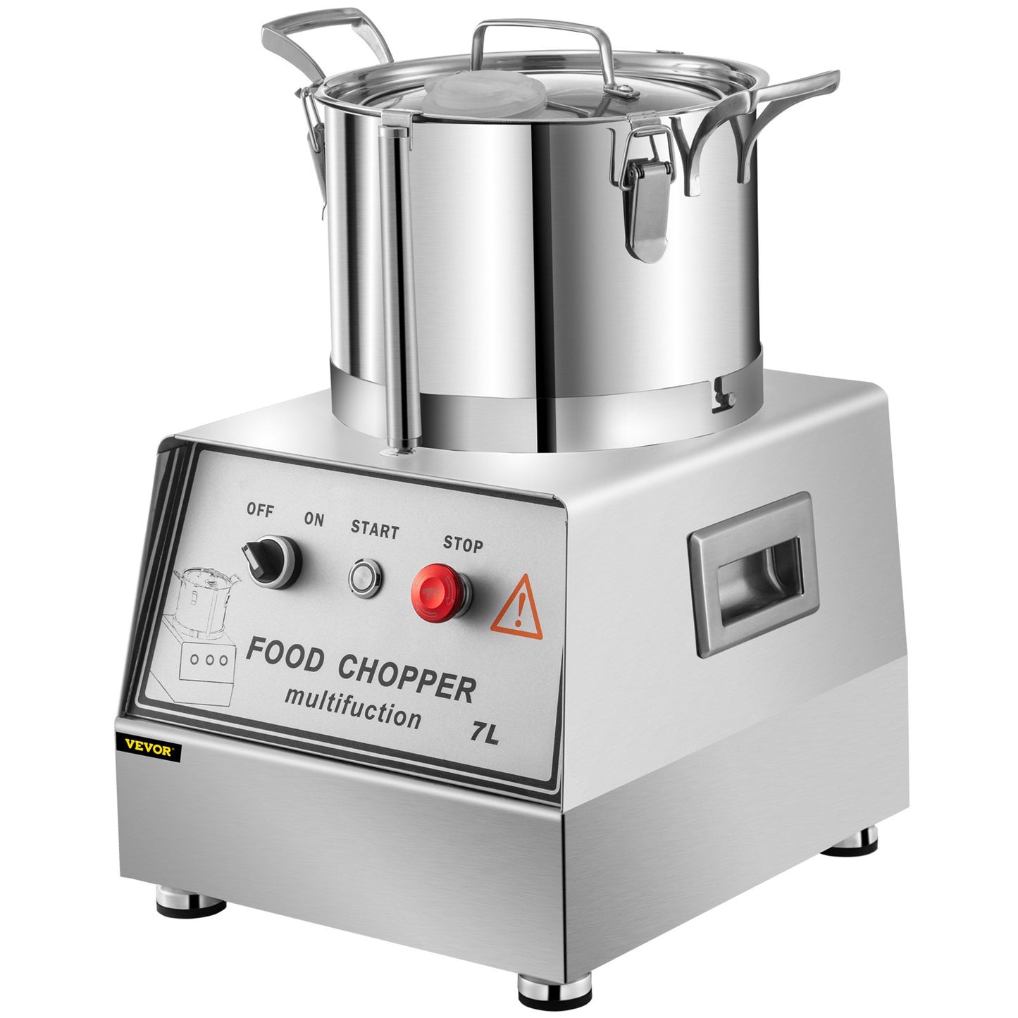 VEVOR 110V Commercial Food Processor 7L Capacity 750W Electric Food Cutter Mixer 1400RPM Stainless Steel Processor Perfect for Vegetables Fruits Grains Peanut Ginger Garlic