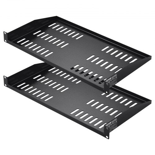 2PCS 1U Server Rack Shelf, 10'/254 mm Depth, 50 lbs Max Load Capacity Vented Cantilever or Wall Mount Rack Mount Shelf with Tray, Good Air Circulation for 19' Network Cabinet or Equipment Rack