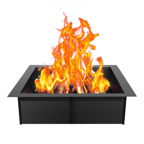 Fire Pit Ring, 42x42 in Outer/36x36 in Inner Diameter, 10inch Height Square Fire Pit Insert, Heavy Duty Carbon Steel Liner DIY Campfire Ring above or In-Ground, for Outdoor Camping, Bonfires