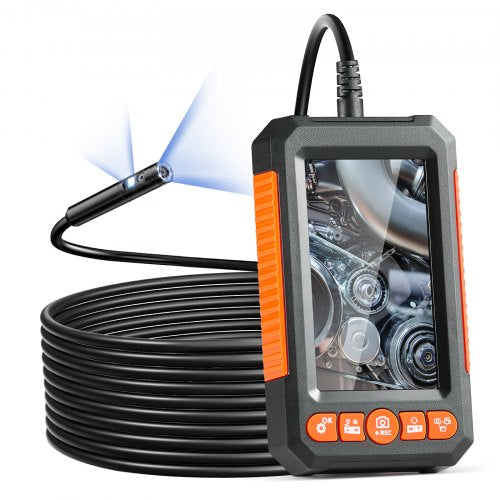 Endoscope Camera with Light, Dual Lens Industrial Borescope, 4.3' Screen 1080P Inspection Camera, 8 + 1 Lights, 4X Zoom, IP67 Waterproof Snake Camera for Auto, Plumbing (16.4FT Cable, 32GB Card)