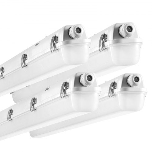 4FT LED Vapor Tight Light, 60W, 7400LM Vapor Proof Light Fixture with 5000K IP65 Waterproof, for Outdoor Semi-Outdoor Cold Environments Parking Lot Warehouse Walk-In Freezer Car Wash, 4-Pack