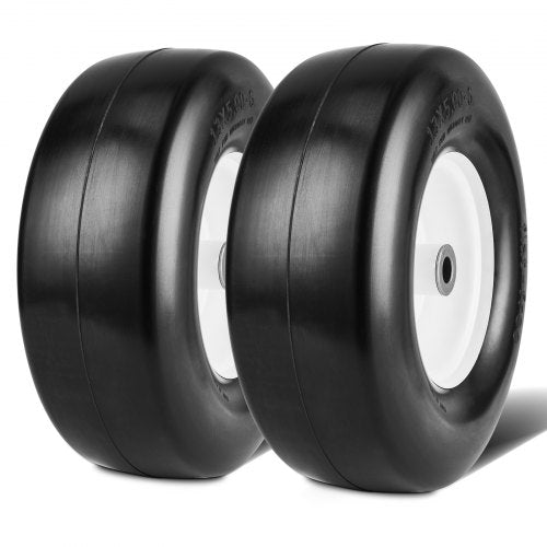 Lawn Mower Tires with Rim, 13x5-6' Tubeless Tractor Tires, 2-Pack Tire and Wheel Assembly, Flat-free PU Tires, 3.25'-5.9' Centered Hub, 3/4' Bushing Size, 20 PCS Adapter for Lawn Mowers Tractors