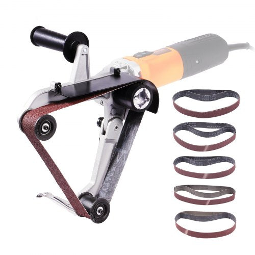 Belt Sander Adapter for Angle Grinder, Pipe or Tube Sanding Attachment with 5/8-11' Imperial Thread and 10PCS Sanding Belts, Belt Sander Attachment Pipe Polishing Adapter for Rust Removal