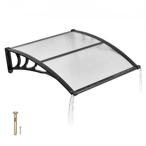 Awnings for Door Entrance, 38 x 40 in, Exterior Front Door Window Awnings with Drainage & ABS Bracket, Rain Snow Sun Protection, Overhang Polycarbonate Door Canopy for Porch Patio, Clear