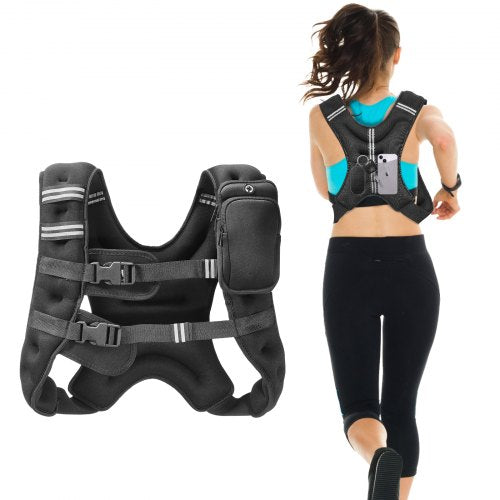 Weighted Vest, 16 lbs Weight Vest with Reflective Stripe, Adjustable Buckle Body Weight Vest for Men Women, Workout Equipment for Strength Training, Running, Jogging, Fitness, and Weight Loss