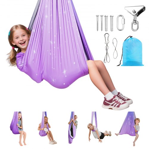 Sensory Swing, Double-Layer Fabric Sensorys Hammock, Indoor & Outdoor Sensory Swing with 360¡ã Swivel Hanger, O-Sling, Holds up to 300lbs, Adjustable Aerial Yoga, Ceiling Swings for Kids