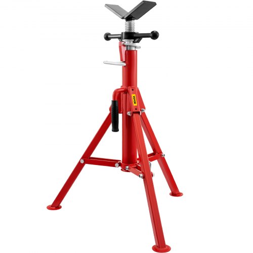 VEVOR V Head Pipe Stand 1/8-12 Capacity, Adjustable Height 24-42, Pipe Jack Stands 2500 lb. Load Capacity, Portable Folding Pipe Stands, Carbon Steel Body More Durable