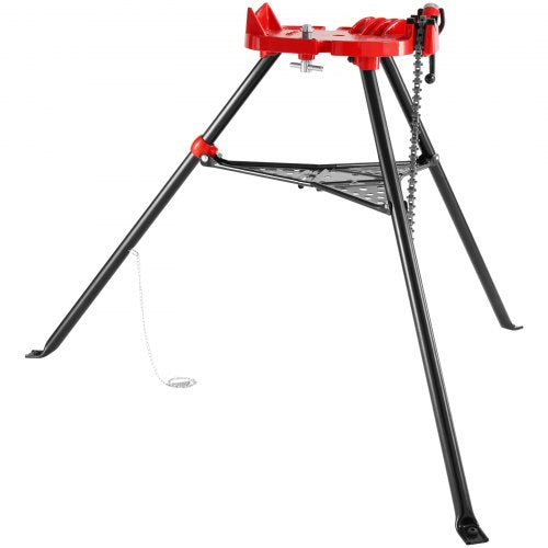 460-6 Tripod Pipe Chain Vise 1/8\'-6\' Capacity,Pipe Stand Portable Foldable Steel Legs,Pipe Jack Stands with Tool Tray, Tripod Stand Chain Vise Ideal for a Variety of Pipe Materials