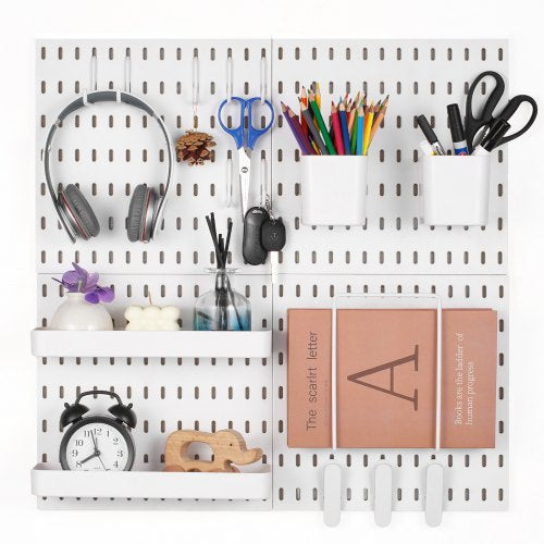 Pegboard Combination Kit 11 x 11 Plastic Pegboard 4 Panels Wall Organizer White