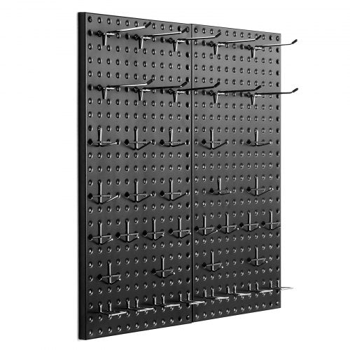 Metal Pegboard Panels, 24'?x 12' Pegboard, 2 Panels, Heavy Duty Peg Board Wall Organizer with Accessories, for Living Room Garage Tool Storage Office Organization Craft Room Kitchen Home, Black