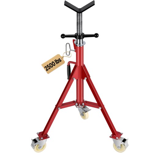 Pipe Stand, V Head Pipe Jack Stand Adjustable Height 28-52 Inch, 2500LBS Pipe Jack Stands with Casters, Folding Portable Pipe Stands for 1/8 to 12 Inch Pipe Supporting