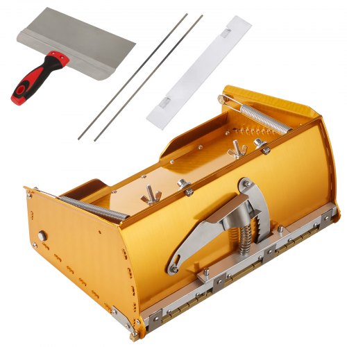 Drywall Flat Box, 10-Inch Wide Quick Clean, Aluminum Finishing Mud Box for Plasterboard, Wallboard, Sheetrock, Bonus Mudguard, Extra 2 Stainless Steel Blades (10/12-Inch)
