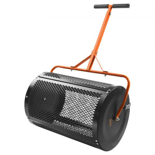 VEVOR 24 Compost Spreader Peat Moss Spreader Roller Lawn Spreader Black