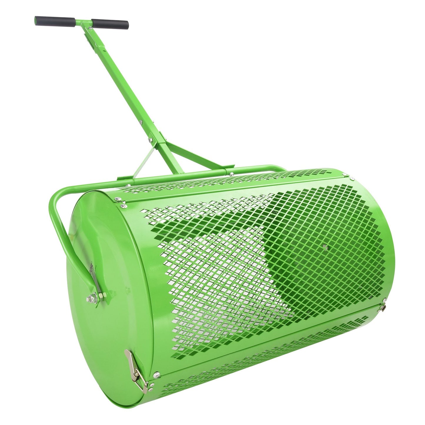 VEVOR 24 Compost Spreader Peat Moss Spreader Push/Tow-Behind Lawn Roller Green