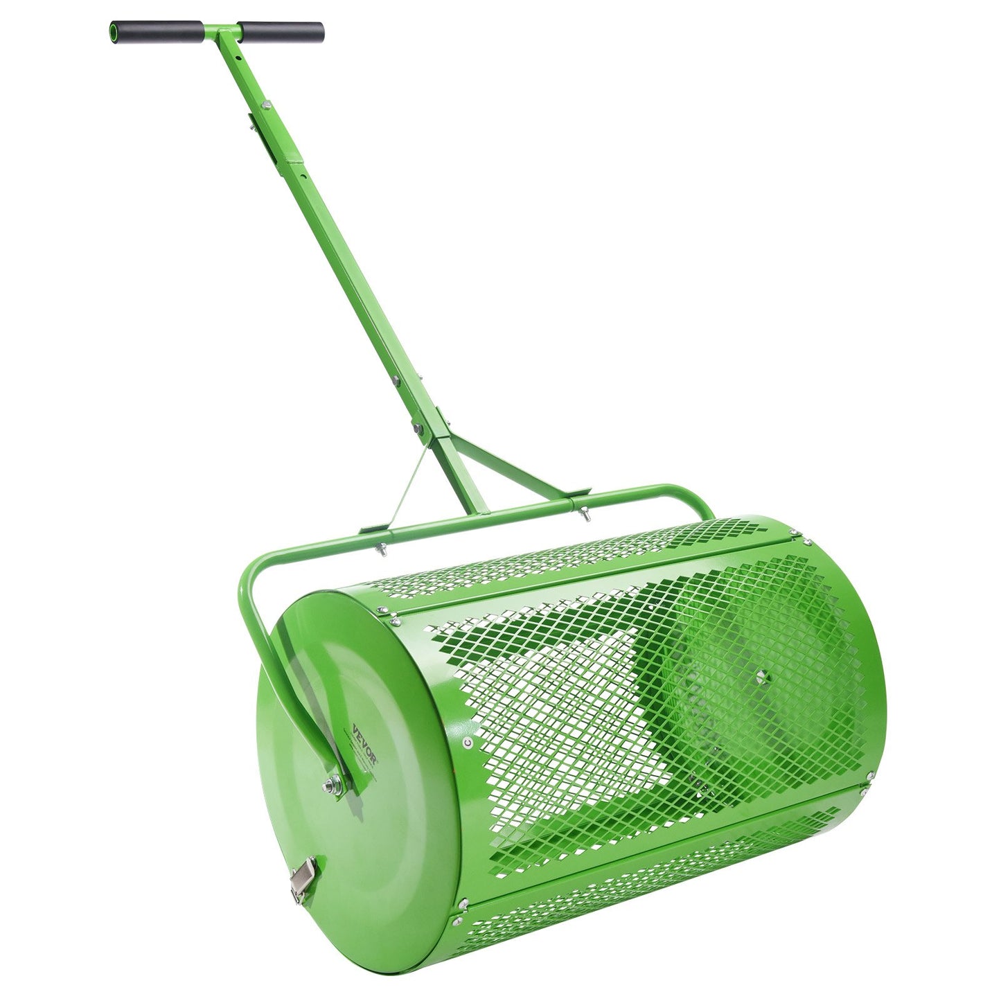 VEVOR 24 Compost Spreader Peat Moss Spreader Push/Tow-Behind Lawn Roller Green