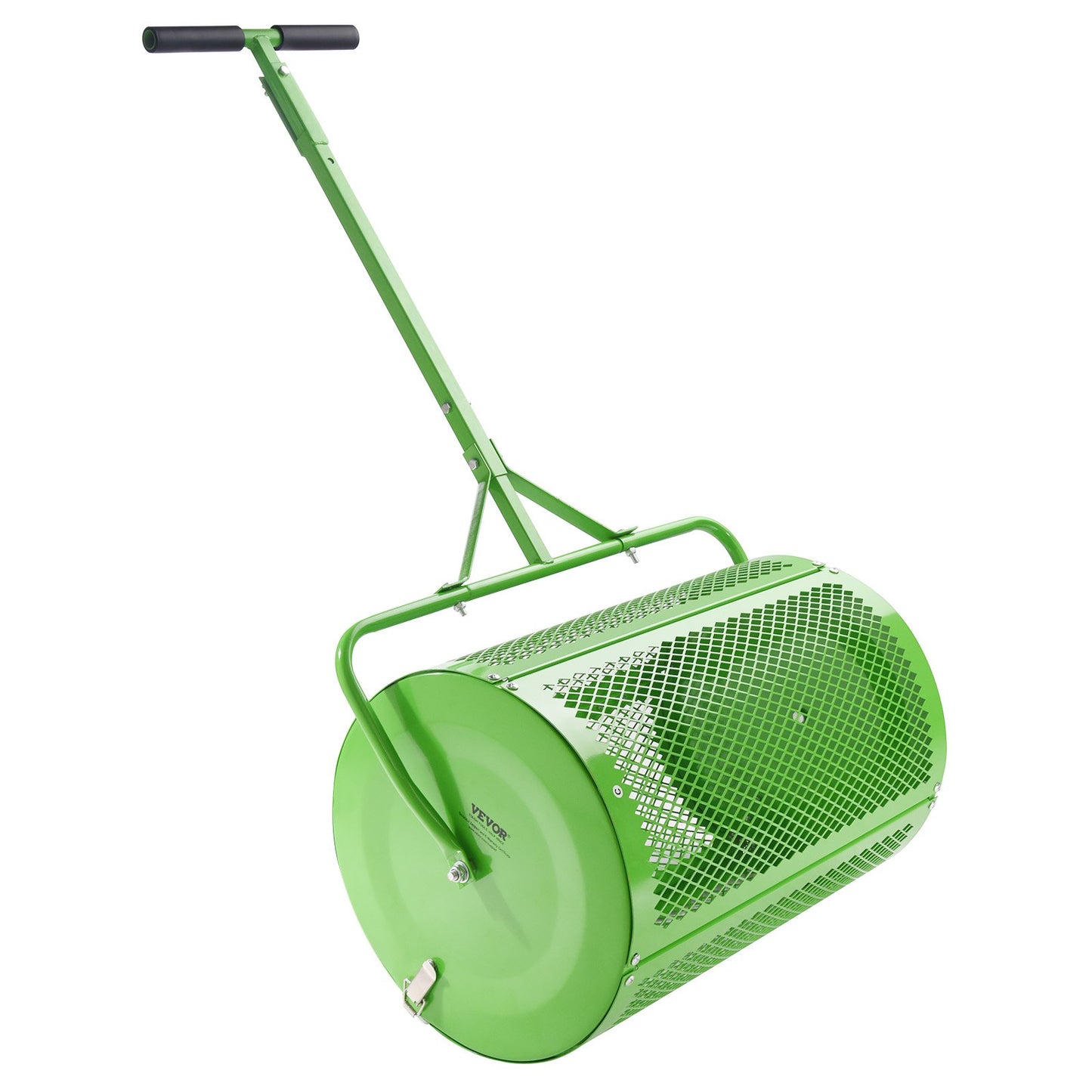 VEVOR 24 Compost Spreader Peat Moss Spreader Push/Tow-Behind Lawn Roller Green