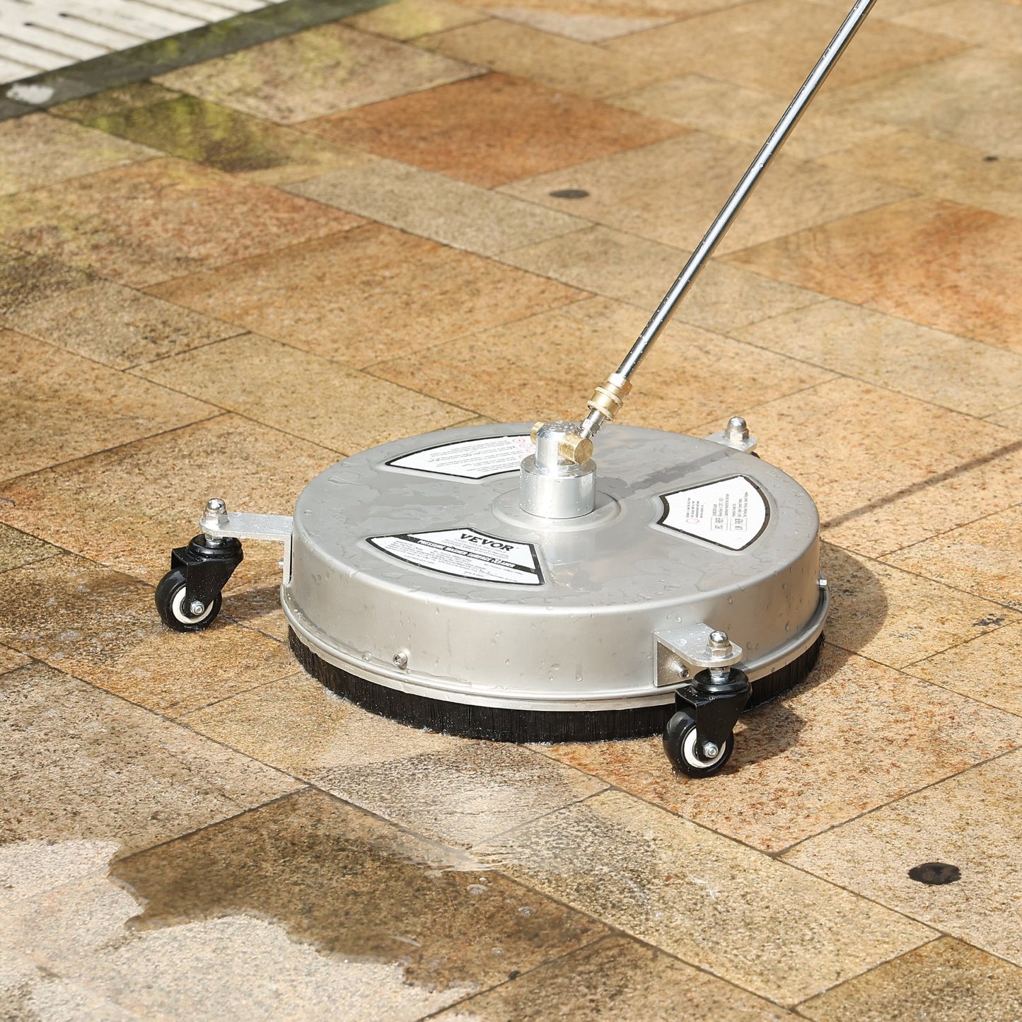VEVOR 15 Pressure Washer Surface Cleaner w/ Wheels, Stainless Steel Concrete Cleaner 4000 Max PSI , 1/4 Quick-Connect Connector w/ 2 Extension Wand, Heavy Duty Power Washer For Floor Driveway, Patio
