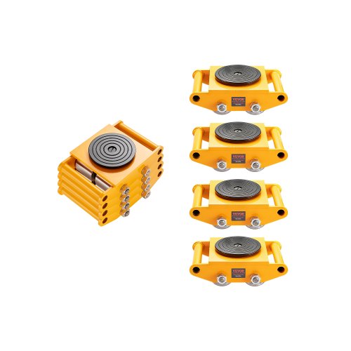 4PCS Machinery Skate Dolly, 26455LBS/12T Industrial Machinery Mover, Heavy Duty Carbon Steel Machinery Moving Skate & 4 Carbon Steel Wheels and 360¡ã Rotation Non-slip Cap for Warehouse, Factory