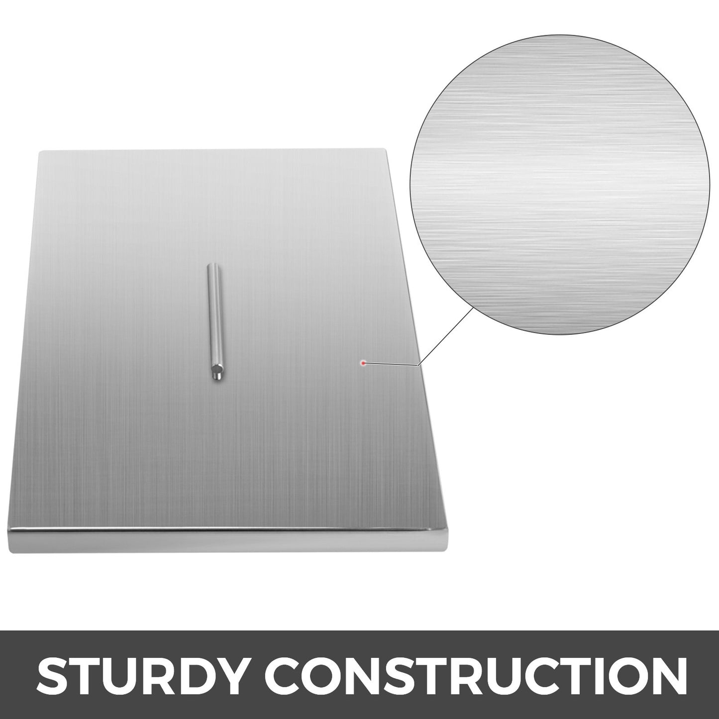 VEVOR Fire Pit Lid 21 x 21 Inch 1.5mm Thick 430 Stainless Steel Fire Pit Burner Cover Square Fire Pit Lid for Drop-in Fire Pit Pan