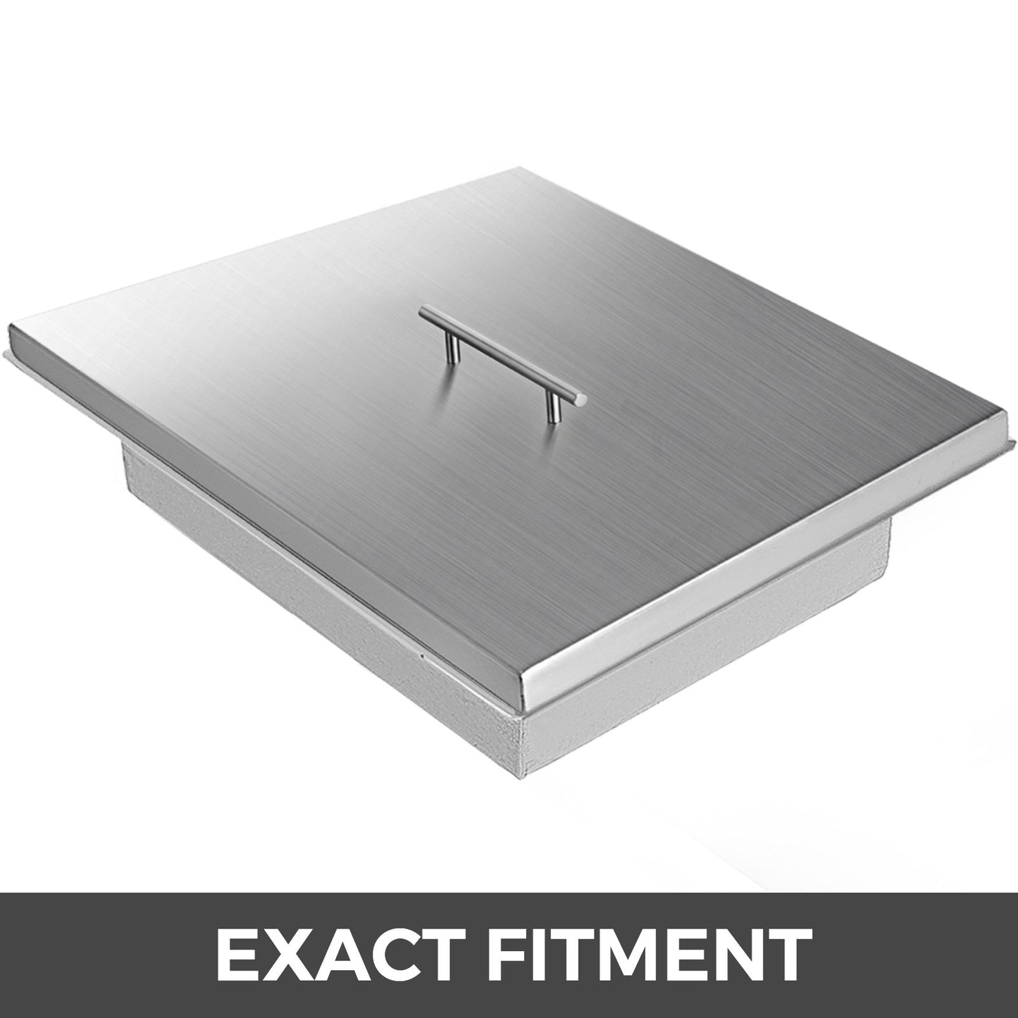 VEVOR Fire Pit Lid 21 x 21 Inch 1.5mm Thick 430 Stainless Steel Fire Pit Burner Cover Square Fire Pit Lid for Drop-in Fire Pit Pan