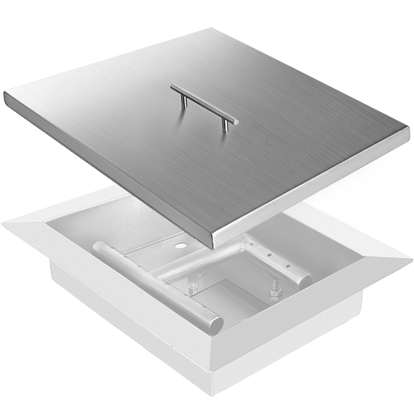 VEVOR Fire Pit Lid 27 x 27 Inch 1.5mm Thick 430 Stainless Steel Fire Pit Burner Cover Square Fire Pit Lid for Drop-in Fire Pit Pan