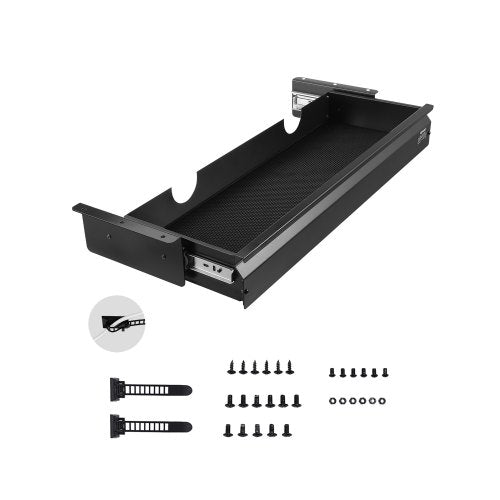 26' Wide Under Desk Drawer Slide Out, Under Desk Mounted Pull-out Drawer Attachment, Hidden Desktop Storage Organizer, Under Table Pencil Drawer for office Home Sit Stand Workstation, 29x9x4 in