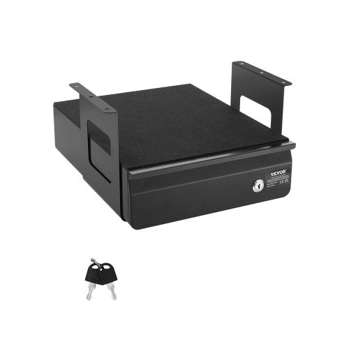 VEVOR?13'?Wide?Under?Desk?Drawer?Slide?Out,?Under?Desk?Mounted?Pull-out?Drawer?Attachment,?Hidden?Desktop?Storage?Organizer,?Lockable Under?Table?Pencil?Drawer?for?Sit?Stand?Workstation,?14x13x7?in