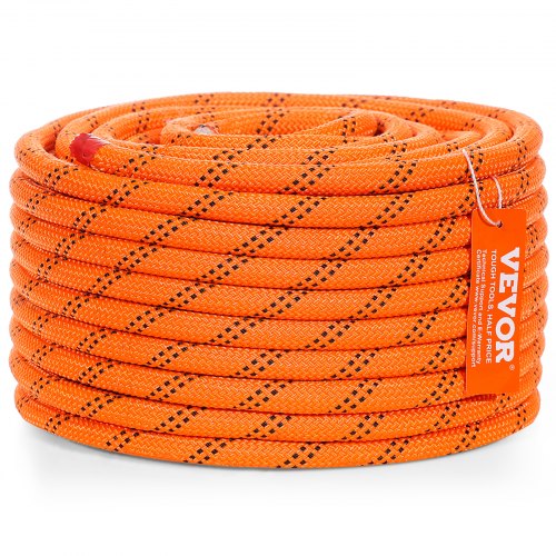Dual Twisted Polyester Cord, 1/2 inch by 120 feet, 48-Strand, 8000 LBS Tensile Strength, Multi-Use Outdoor Rope for Arborist Activities, Hiking, Swinging, Rappelling, and Rescue, Or