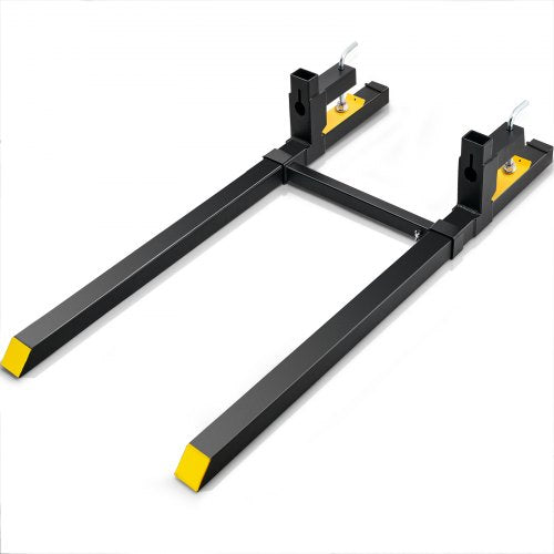 VEVOR Pallet Forks, 2000 lbs Tractor Bucket Forks, 60 Total Length Clamp on Pallet Forks with Adjustable Stabilizer bar, Heavy Duty Pallet Forks for Tractor Attachments, Skid Steer, Loader Bucket