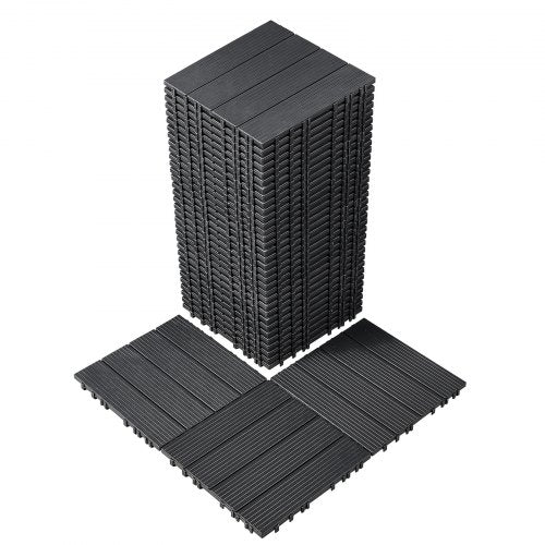 Interlocking Deck Tiles, 36 Pack,11.6'x11.6' 36 sq. ft Plastic Waterproof Outdoor Flooring All Weather Use, Patio Floor Decking Covering Tiles for Porch Poolside Balcony Backyard, Dark Grey