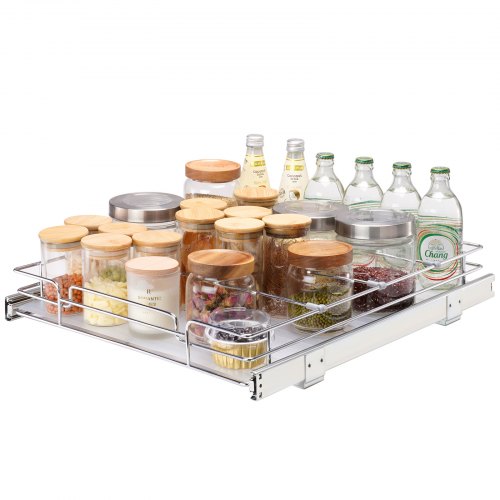 18.5'Wx21'Dx3.5'H Pull Out Cabinet Organizer, Heavy Duty Slide Out Pantry Shelves, Steel Roll Out Drawers, Sliding Drawer Storage for Home Under Sink, 20'Wx22'Dx7'H Install Size for Cabinet