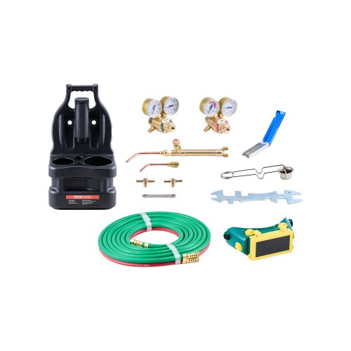 Oxygen Acetylene Torch Kit, Gas Welding Torch Kit, 14PCS Portable Oxy Acetylene Brazing Set with 177'' Twin-Hose, 2 Welding Tips, Welding Torch, 2 Regulators, Cylinder Holder (without Cylinder)