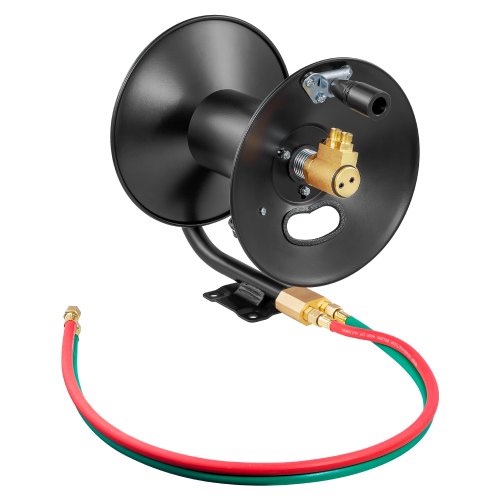 Welding Hose Reel, Hand Crank Rewind Hose Reel with 3FT Lead-in Hose and 9/16'-18 B Fittings, Ceiling/Wall Mount Heavy Duty Steel Reel for Workshops Garages (Welding Hose Not Included)