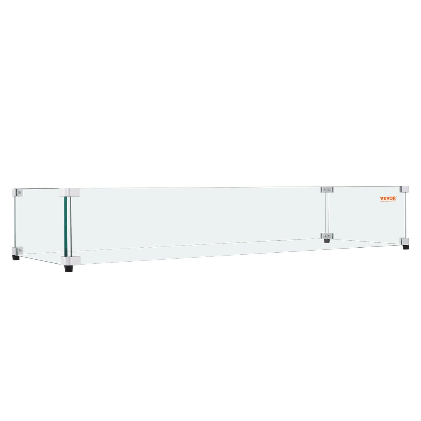 VEVOR Glass Wind Guard for Rectangular Fire Pit Table 29 x 13 x 6.5 Inch, 0.31 inch Thick and Sturdy Tempered Glass Panel with Hard Aluminum Corner Bracket & Rubber Feet, Easy to Assemble