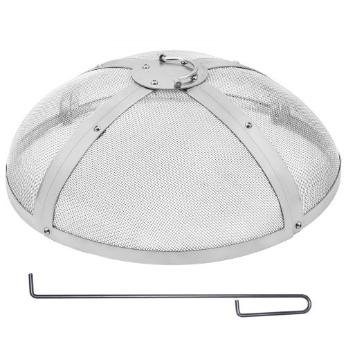 VEVOR Fire Pit Spark Screen Round 20, Reinforced Heavy Duty Steel Metal Cover, Outdoor Firepit Lid, Easy-Opening Top Screen Covers Round with Ring Handle for Outdoor Patio Fire Pits Backyard