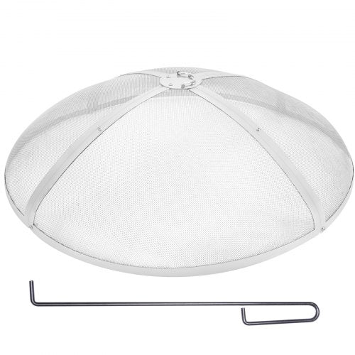 VEVOR Fire Pit Spark Screen Round 30, Reinforced Heavy Duty Steel Metal Cover, Outdoor Firepit Lid, Easy-Opening Top Screen Covers Round with Ring Handle for Outdoor Patio Fire Pits Backyard