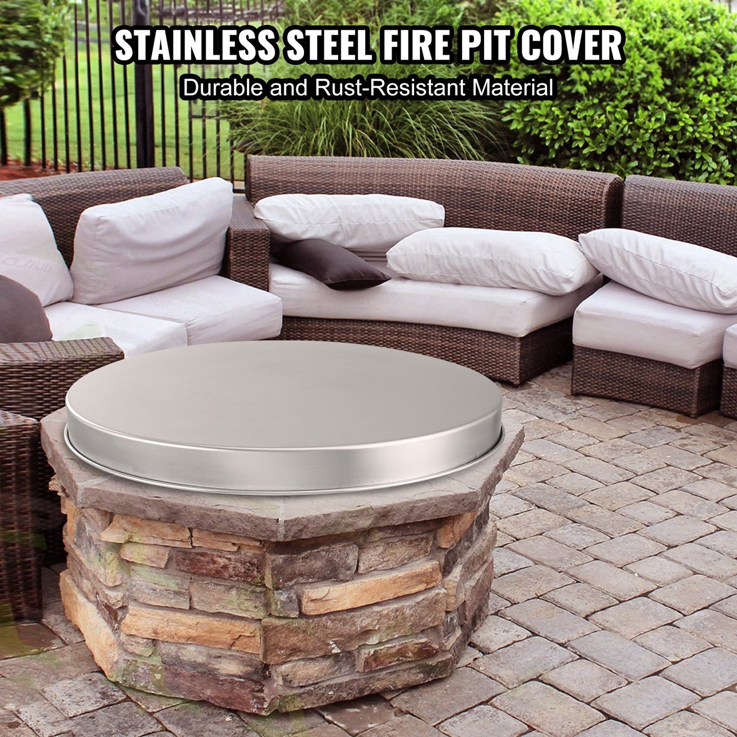 VEVOR Fire Pit Cover Lid, 20 Portable Firepit Spark Screen,Stainless Steel Steel Metal Cover, Easy-Opening Outdoor Wood Burning and Camping Stove Accessory, for Outdoor Patio Fire Pits Backyard