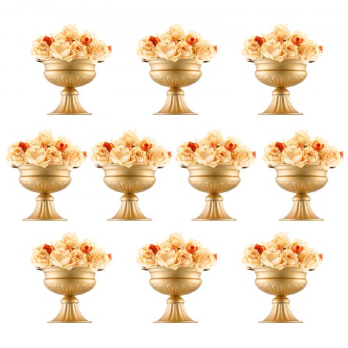 10PCS 16cm/6.3¡± Tall Wedding Flower Vase, Metal Wedding Centerpiece, Gold Floral Arrangement Stand Display Rack for Tables Wedding Dinner Party, Anniversary Ceremony Birthday Event Decor