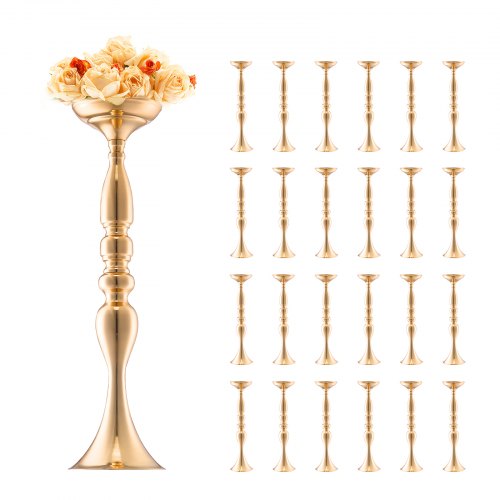 24PCS 50cm/19.7¡± Tall Wedding Flower Vase, Metal Wedding Centerpiece, Gold Floral Arrangement Stand Display Rack for Tables Wedding Dinner Party, Anniversary Ceremony Birthday Event Decor