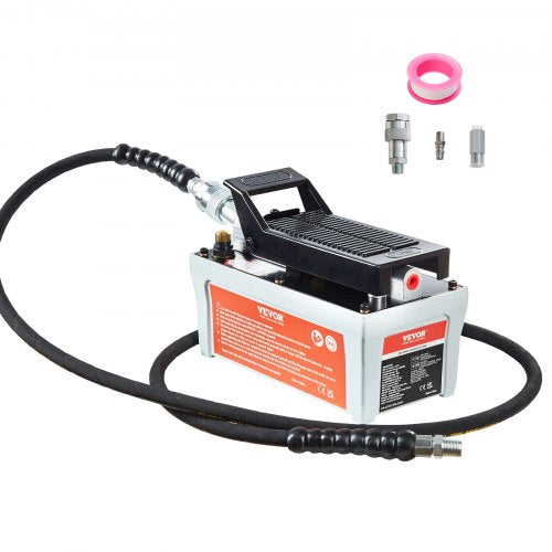 Air Hydraulic Pump, 10,000 PSI 1/2 Gal Reservoir, NPT 3/8' Oil Outlet, NPT 1/4' Inlet, 6.6 ft Pipe, Foot Actuated Hydraulic Pump Air Treadle for Auto Body Frame Machines and Pulling Post, Gray