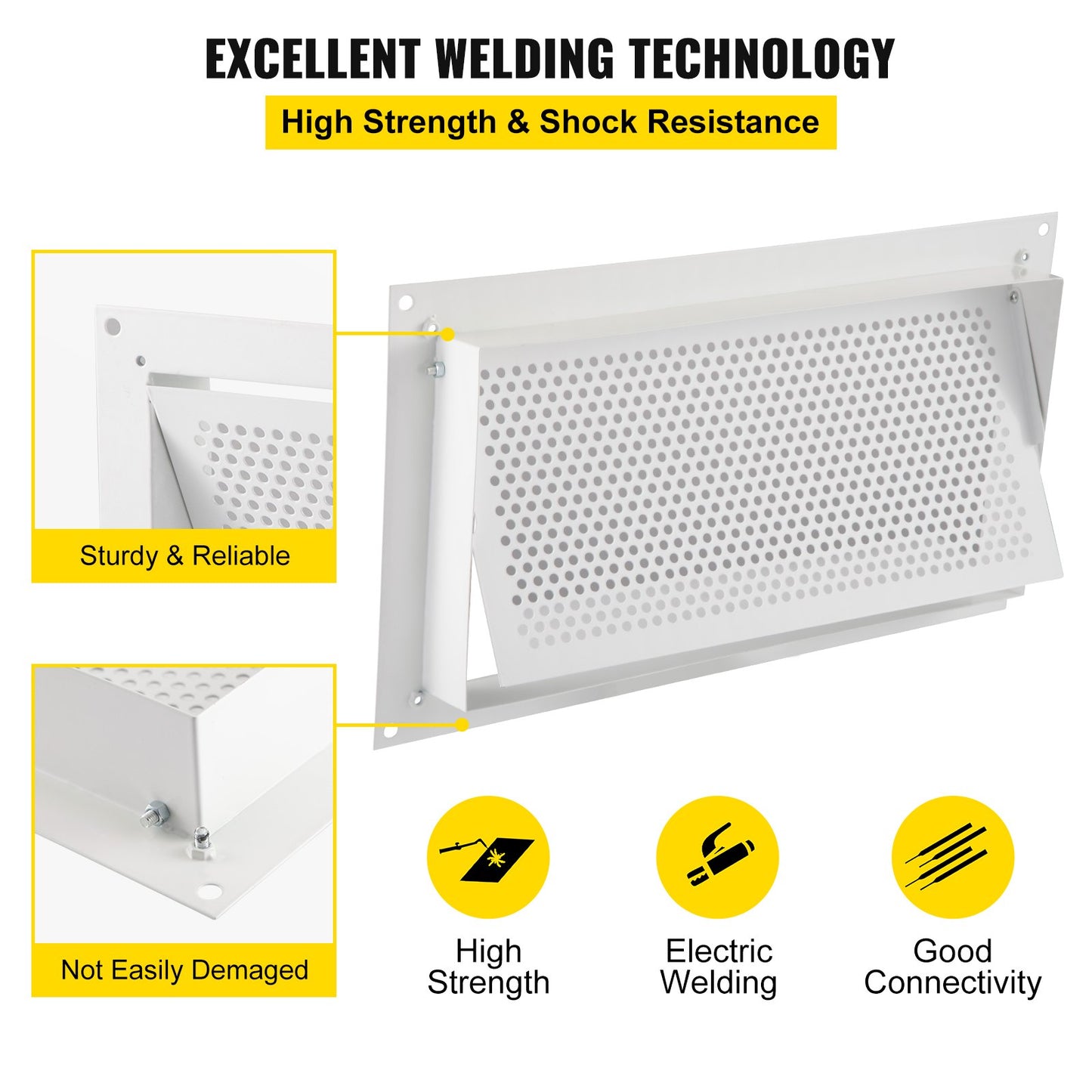 VEVOR Flood Vent, 8 Height x 16 Width x 2 Depth Foundation Flood Vent,to Reduce Foundation Damage and Flood Risk, White, Wall Mounted, for Crawl Spaces, Garages & Full Height Enclosures
