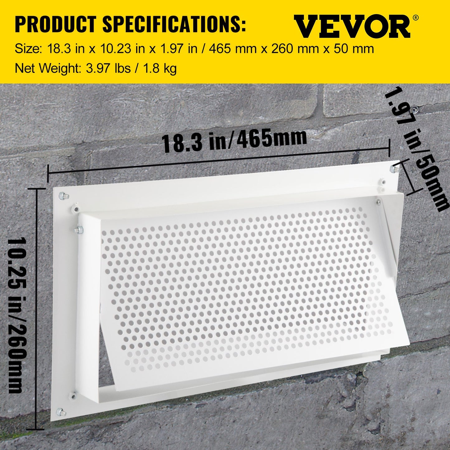 VEVOR Flood Vent, 8 Height x 16 Width x 2 Depth Foundation Flood Vent,to Reduce Foundation Damage and Flood Risk, White, Wall Mounted, for Crawl Spaces, Garages & Full Height Enclosures